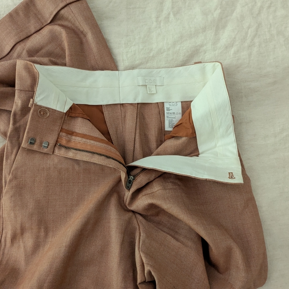 COS Wide Leg High Rise Copper Rust 1970s Style Trousers Size 2 - Picture 3 of 4